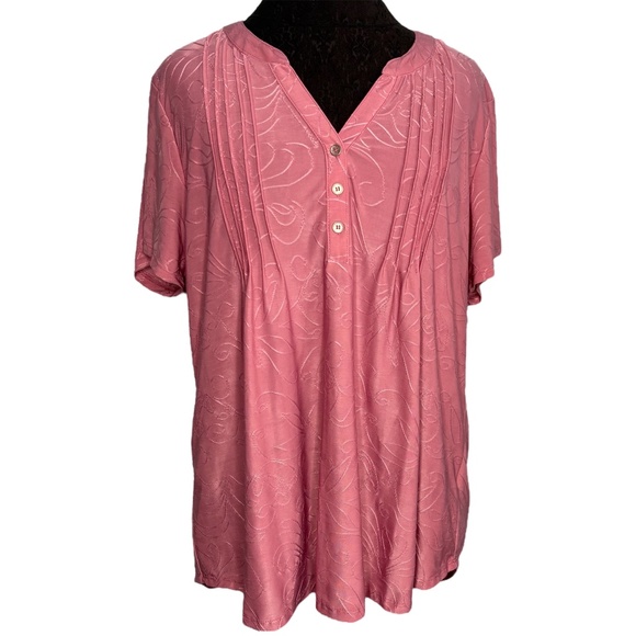 Notations Plus Size Pink Blouse - Picture 1 of 10